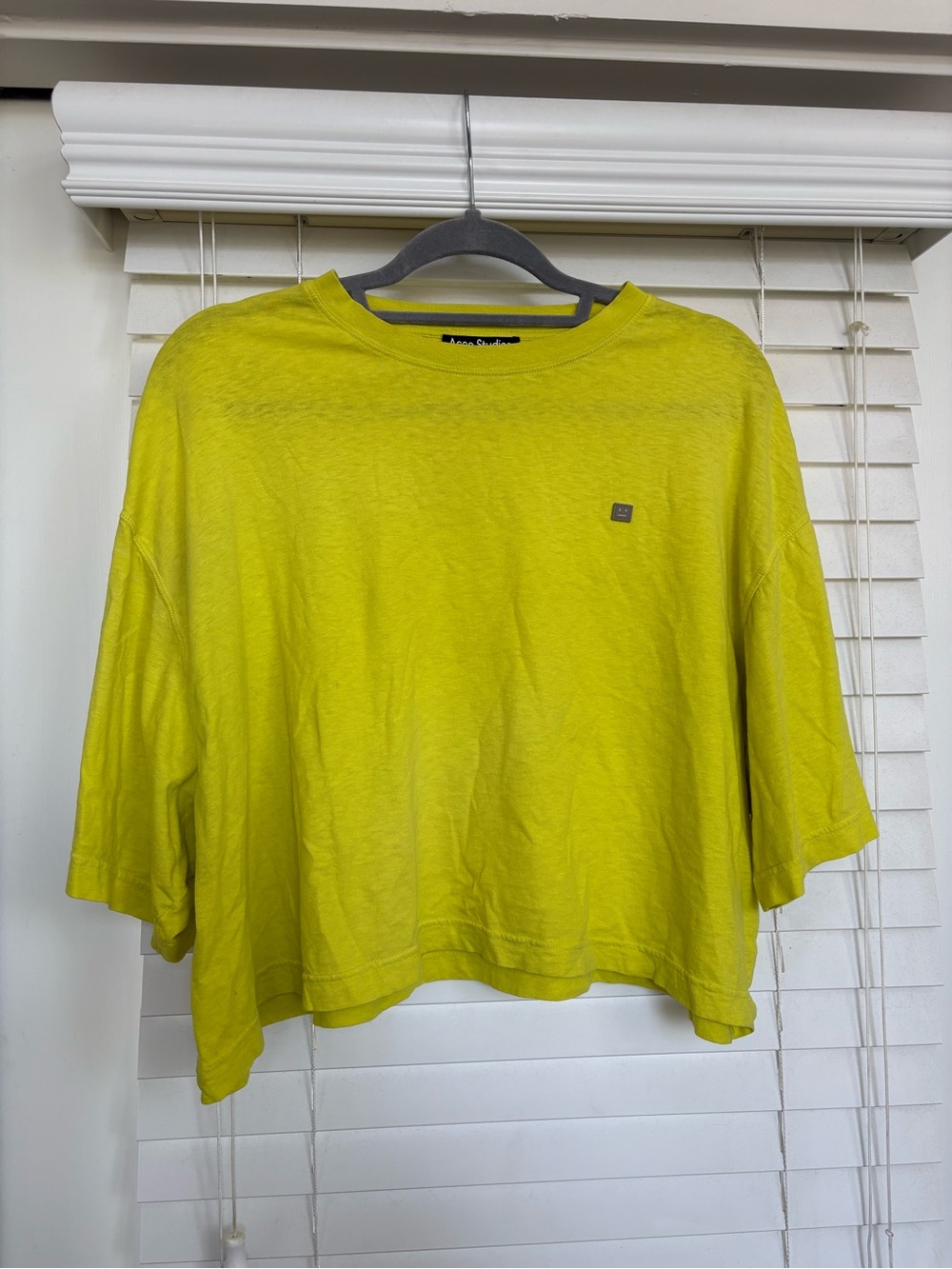 Acne studios Cropped Lime Green Boxy Tee
